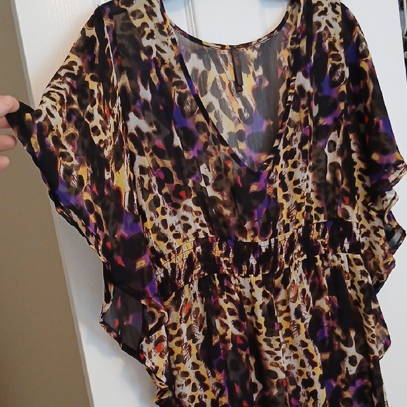 Sheer Leopard V-neck Maxi Cover-up - Picture 4 of 5